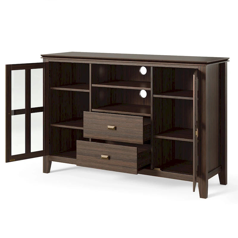 Meuble TV multimédia en bois massif de 53 po
