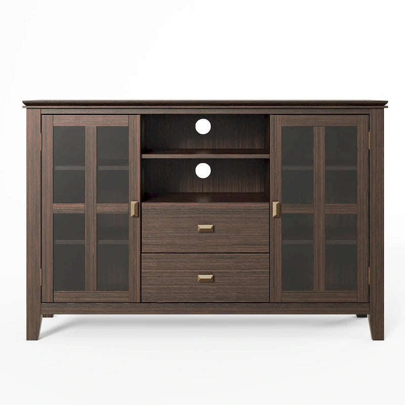 Meuble TV multimédia en bois massif de 53 po