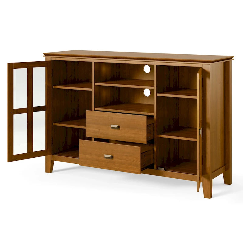 Meuble TV multimédia en bois massif de 53 po