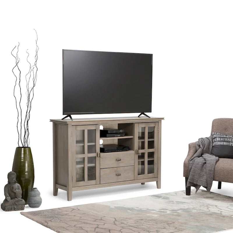 Meuble TV multimédia en bois massif de 53 po