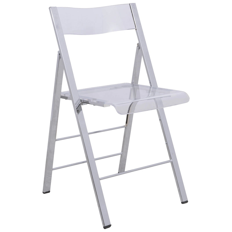 Chaise de salle à manger pliable moderne en acrylique avec structure chromée