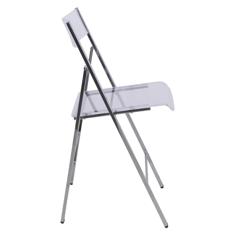 Chaise de salle à manger pliable moderne en acrylique avec structure chromée