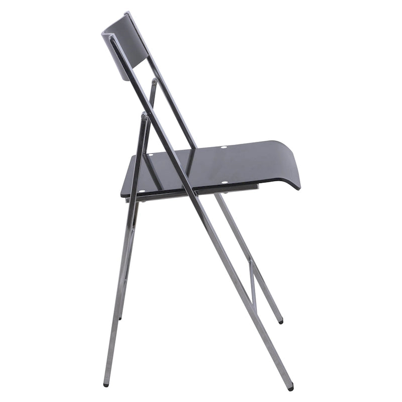 Chaise de salle à manger pliable moderne en acrylique avec structure chromée