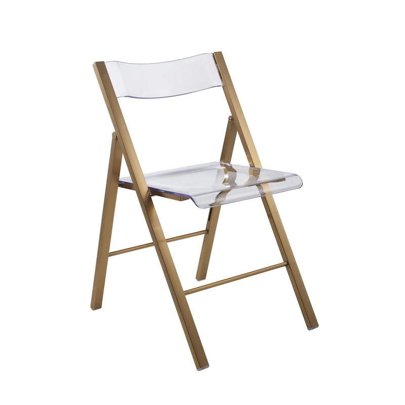 Chaise de salle à manger pliable moderne en acrylique avec structure chromée