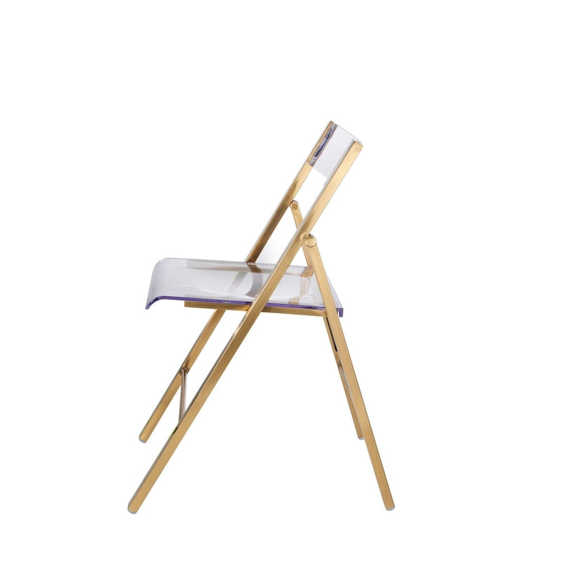 Chaise de salle à manger pliable moderne en acrylique avec structure chromée