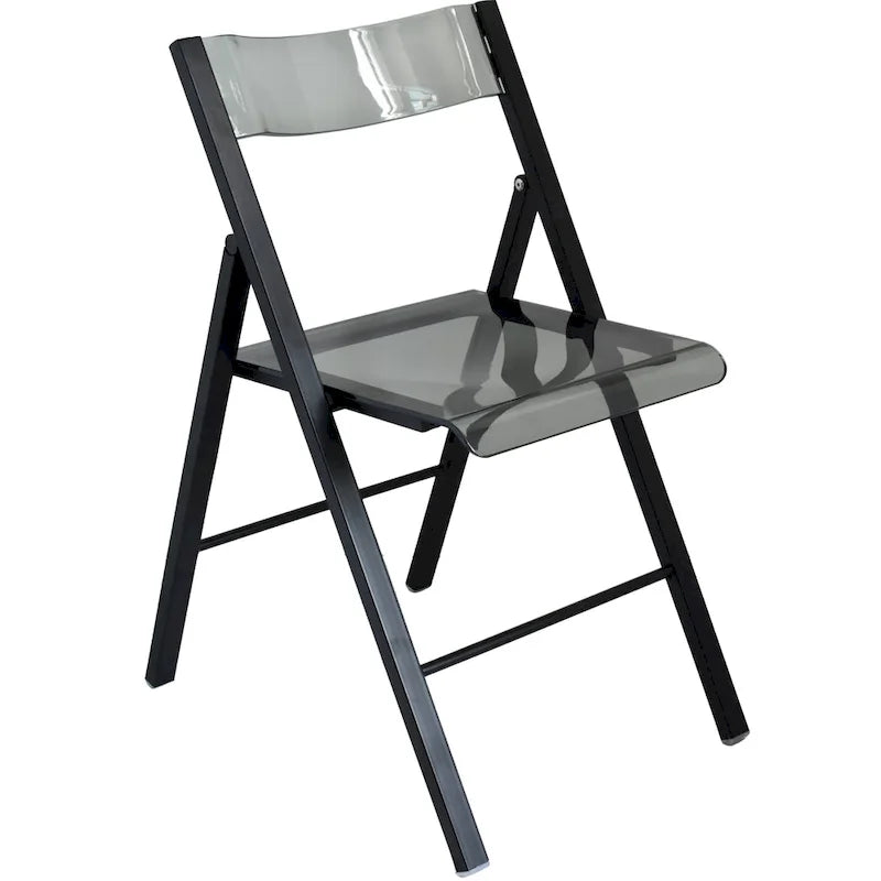 Chaise de salle à manger pliable moderne en acrylique avec structure chromée