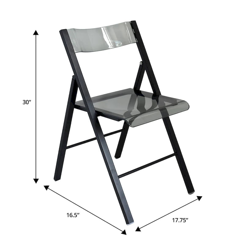 Chaise de salle à manger pliable moderne en acrylique avec structure chromée