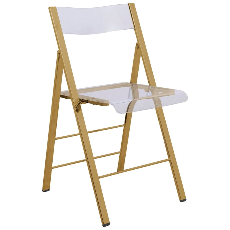 Chaise de salle à manger pliable moderne en acrylique avec structure chromée