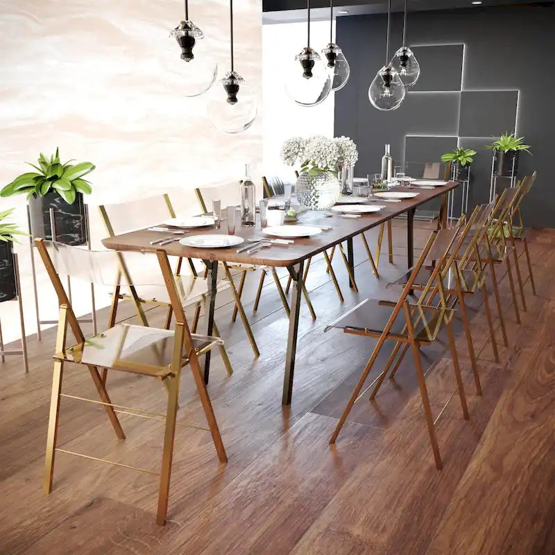 Chaise de salle à manger pliable moderne en acrylique avec structure chromée