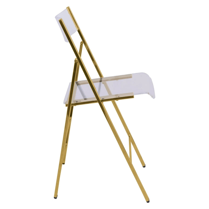 Chaise de salle à manger pliable moderne en acrylique avec structure chromée