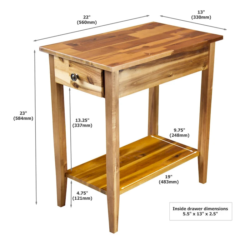 Table d'appoint inclinable en acacia massif