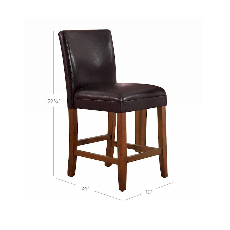 Tabouret de bar de luxe en similicuir marron de 29 pouces