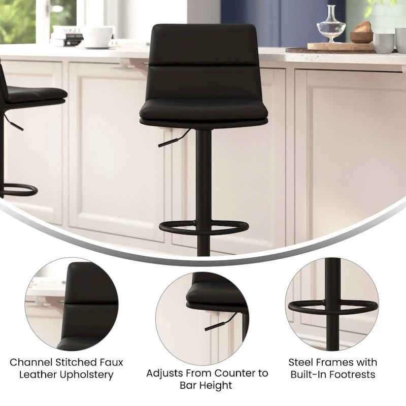 Lot de 2 tabourets de bar réglables sans accoudoirs