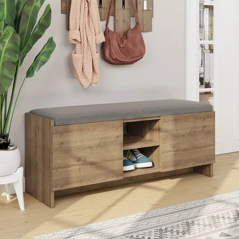 Meuble à chaussures avec étagères et banc