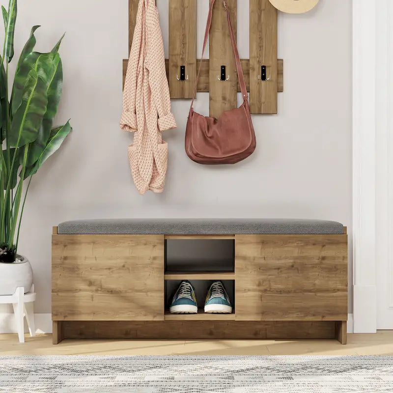 Meuble à chaussures avec étagères et banc