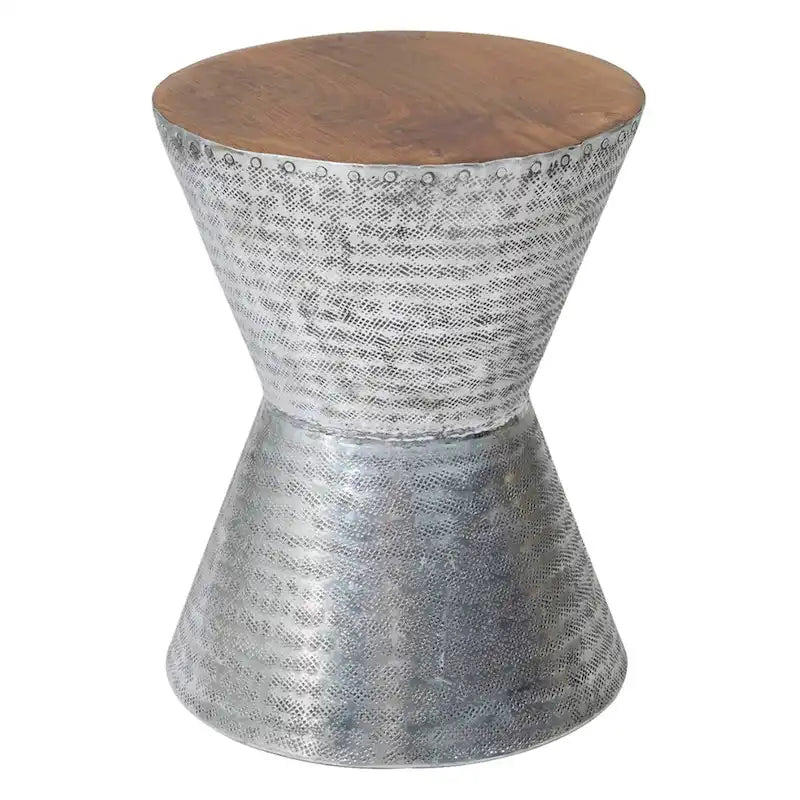 Table d'appoint sablier en métal estampé et bois