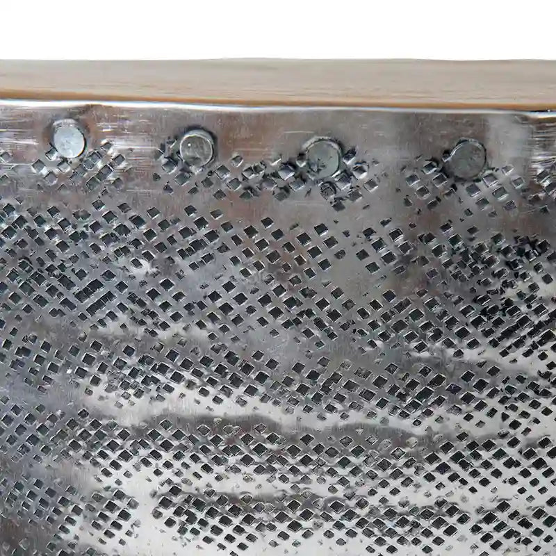 Table d'appoint sablier en métal estampé et bois