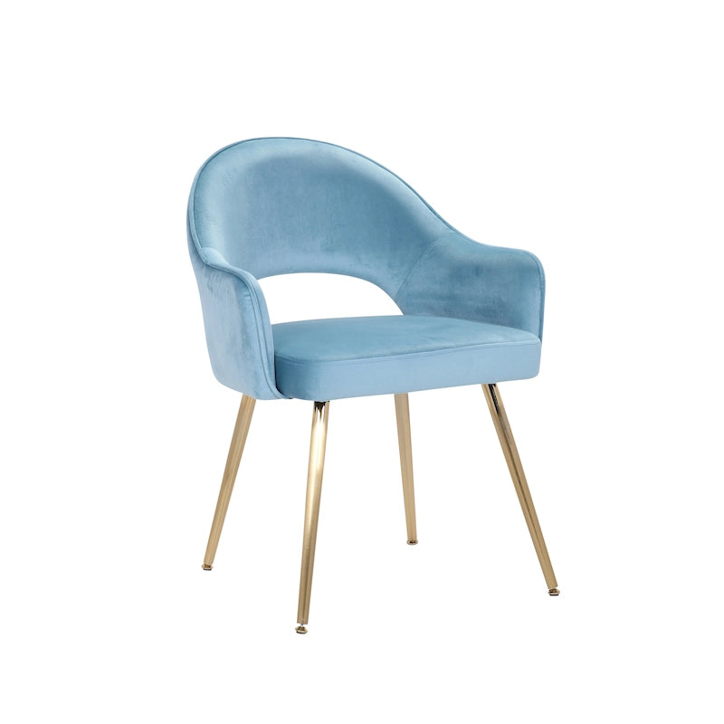Chaise de salle à manger en velours avec pieds en métal doré