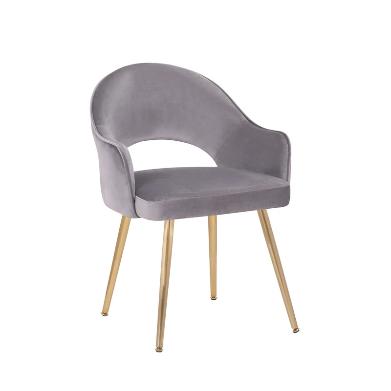 Chaise de salle à manger en velours avec pieds en métal doré