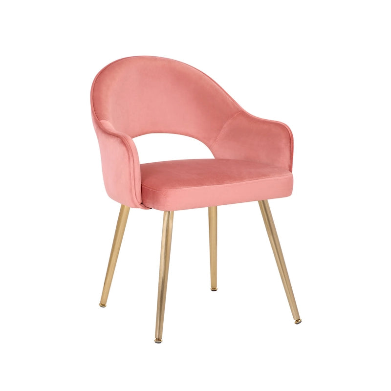 Chaise de salle à manger en velours avec pieds en métal doré