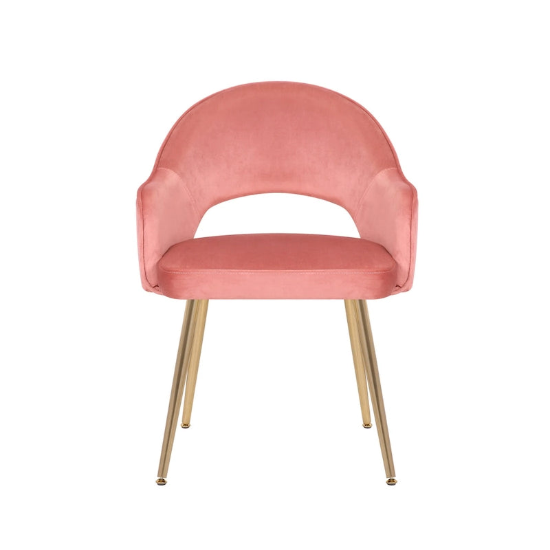 Chaise de salle à manger en velours avec pieds en métal doré