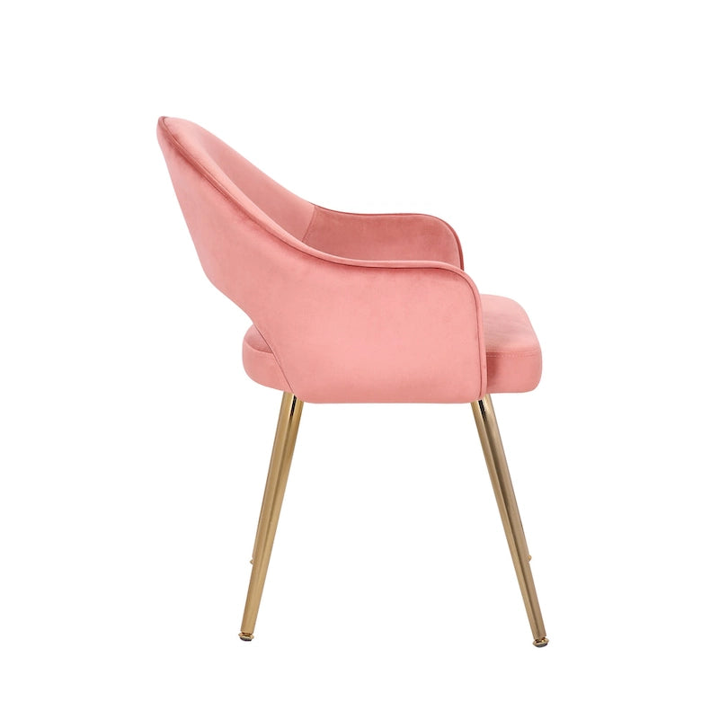 Chaise de salle à manger en velours avec pieds en métal doré