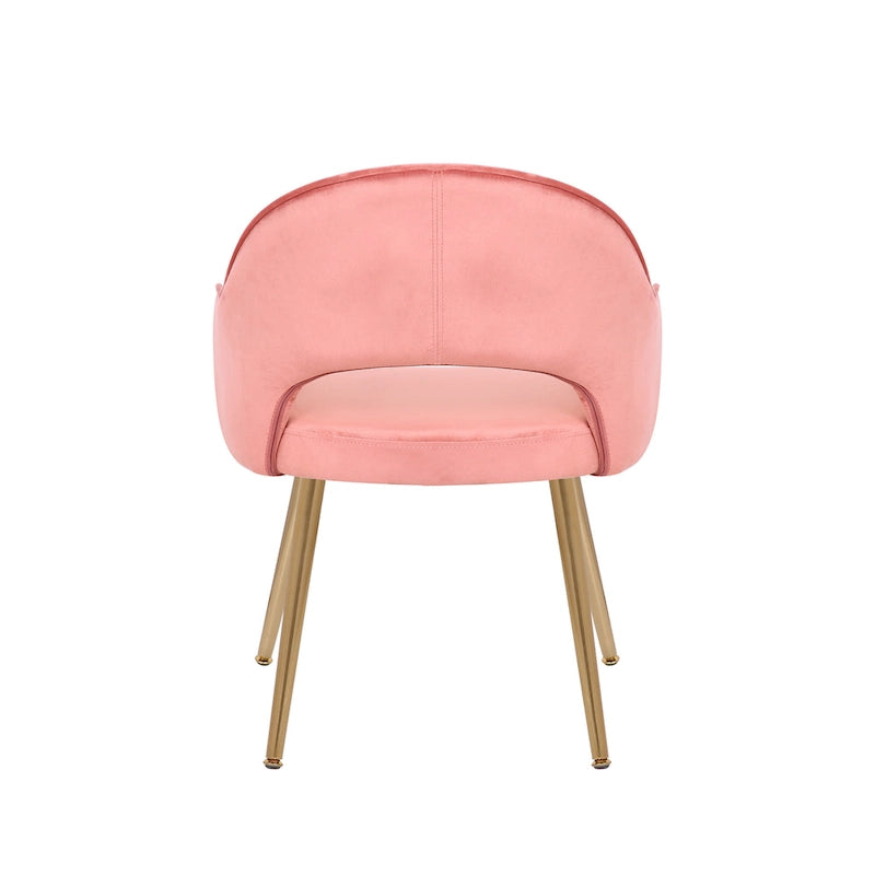 Chaise de salle à manger en velours avec pieds en métal doré