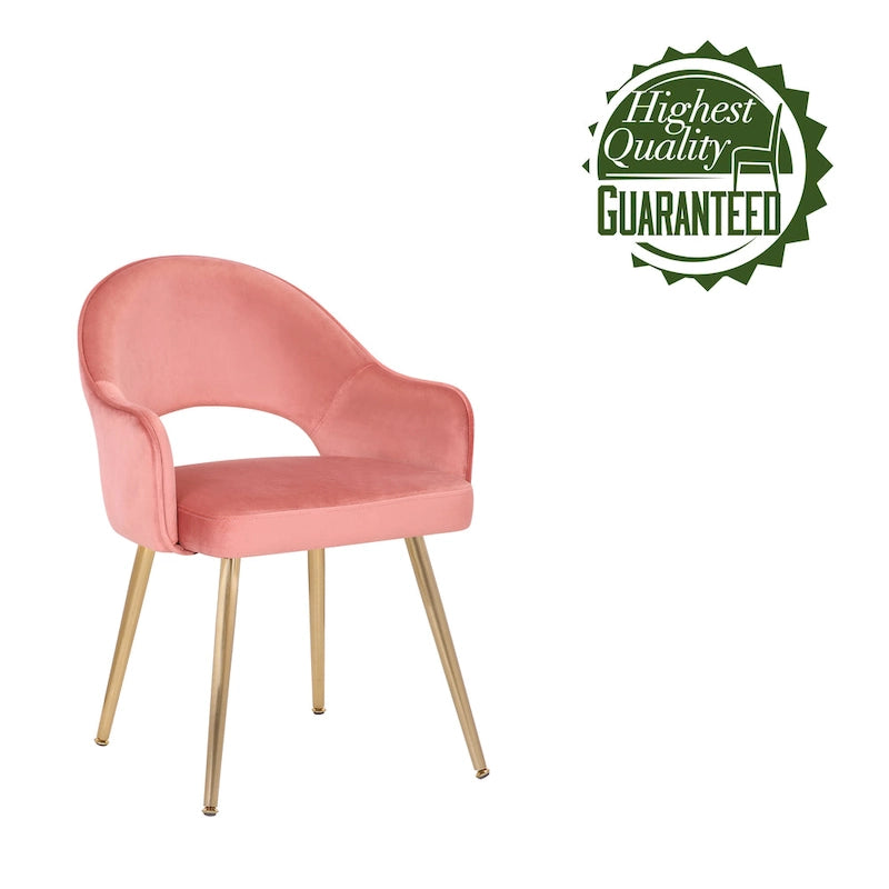 Chaise de salle à manger en velours avec pieds en métal doré