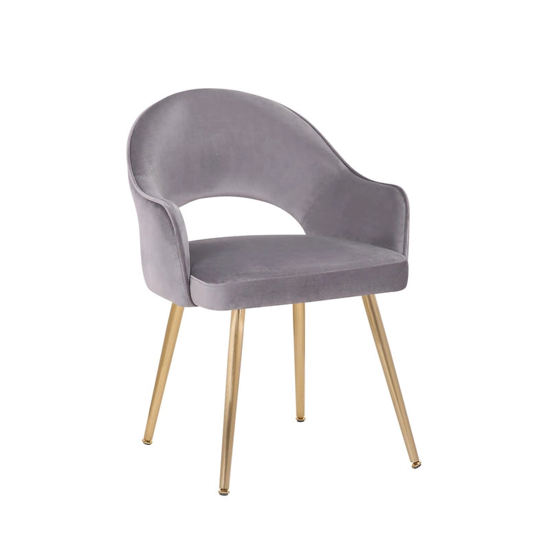 Chaise de salle à manger en velours avec pieds en métal doré