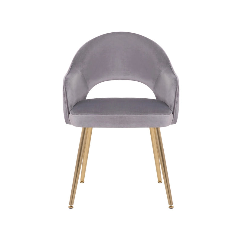 Chaise de salle à manger en velours avec pieds en métal doré