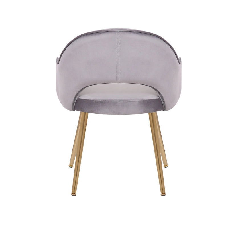 Chaise de salle à manger en velours avec pieds en métal doré
