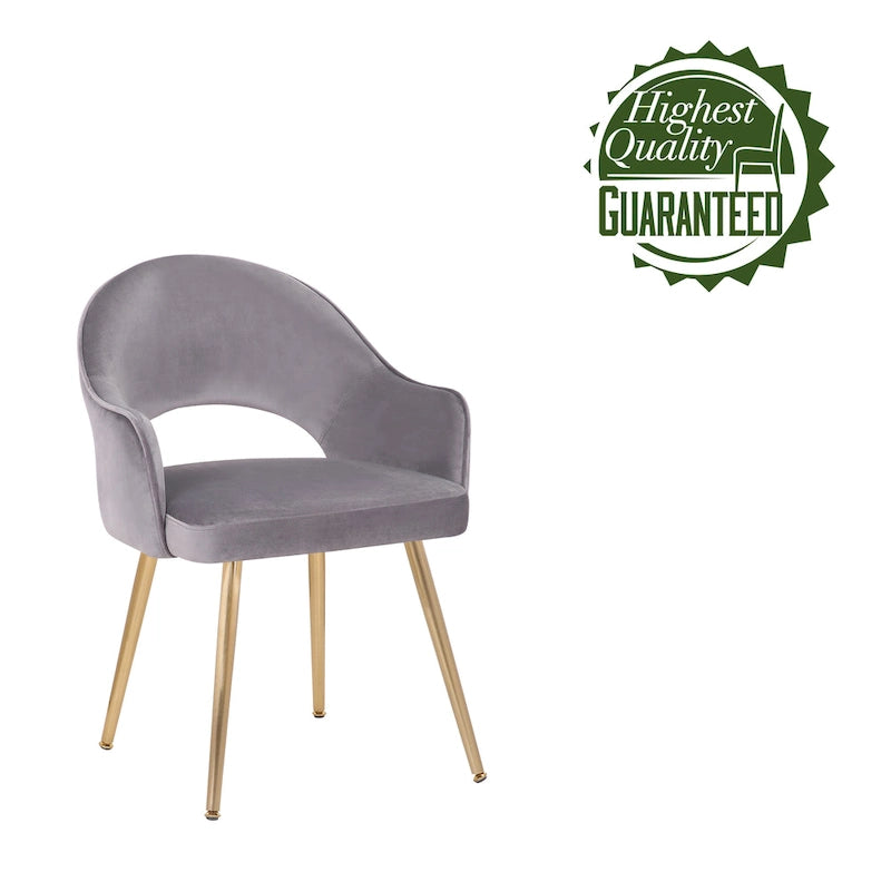 Chaise de salle à manger en velours avec pieds en métal doré
