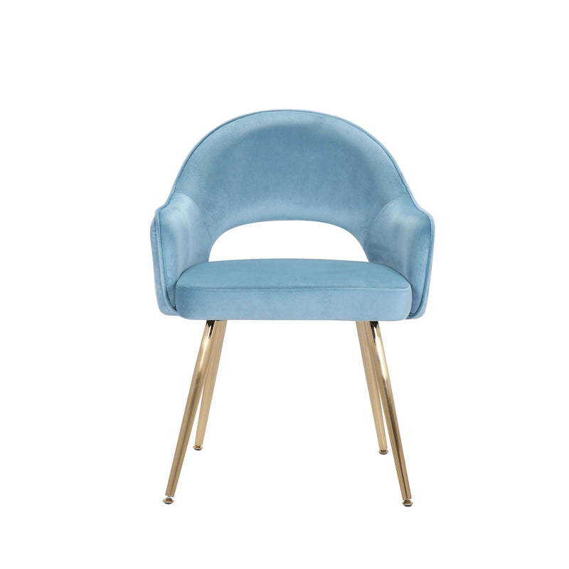 Chaise de salle à manger en velours avec pieds en métal doré