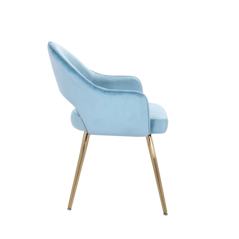 Chaise de salle à manger en velours avec pieds en métal doré