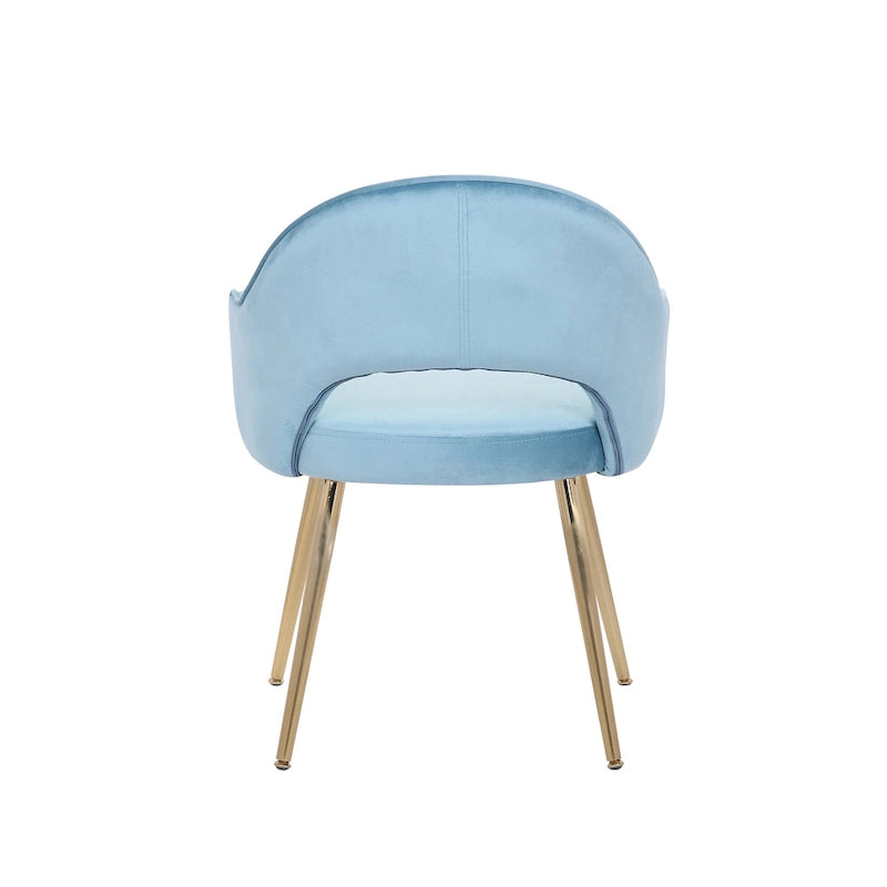 Chaise de salle à manger en velours avec pieds en métal doré