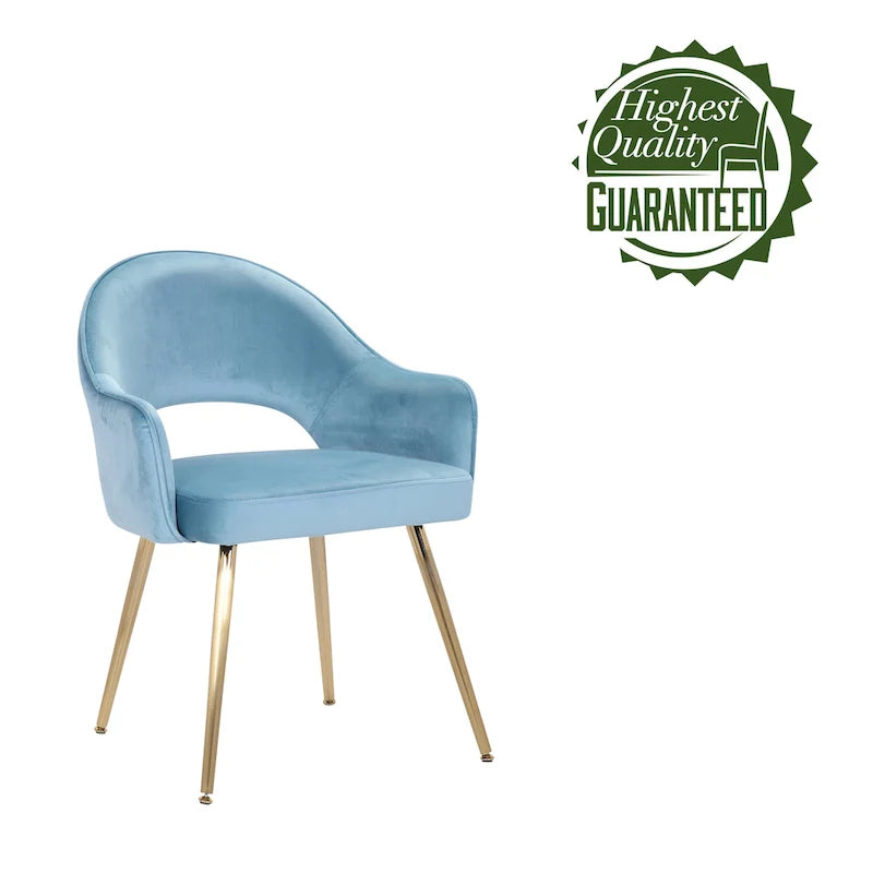 Chaise de salle à manger en velours avec pieds en métal doré