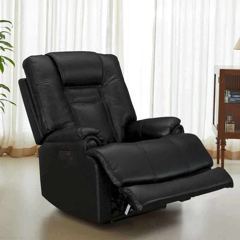 Fauteuil inclinable électrique zéro gravité en cuir pleine fleur avec USB-C