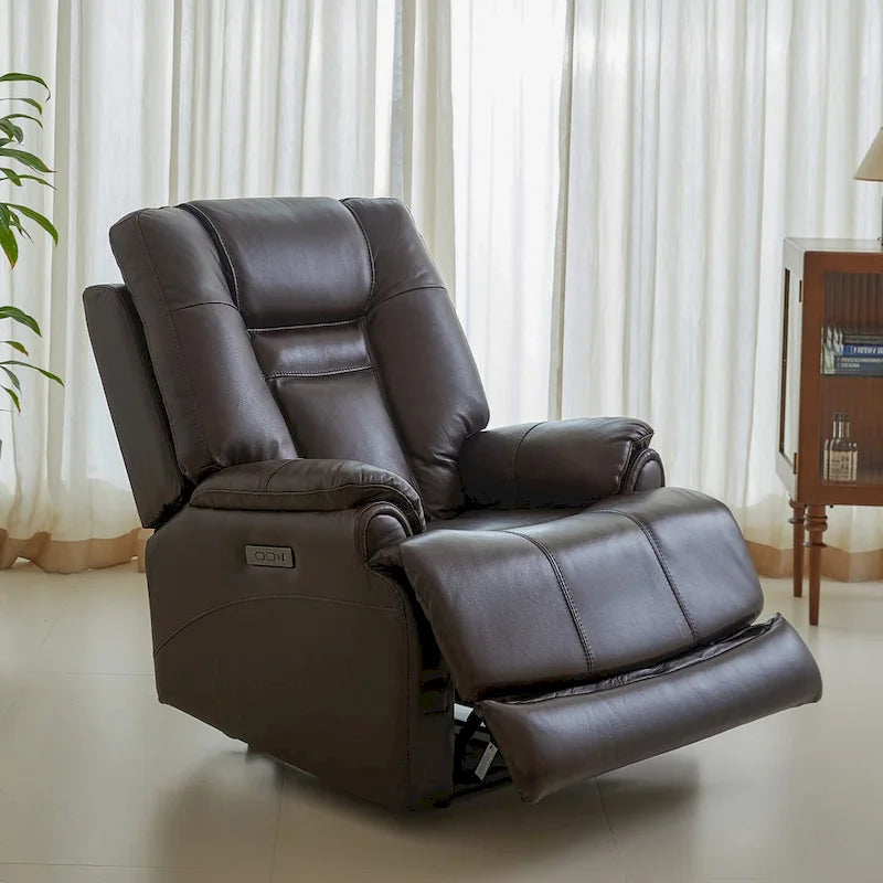 Fauteuil inclinable électrique zéro gravité en cuir pleine fleur avec USB-C