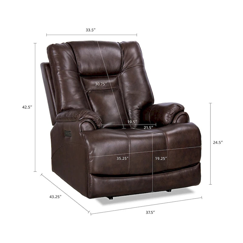 Fauteuil inclinable électrique zéro gravité en cuir pleine fleur avec USB-C