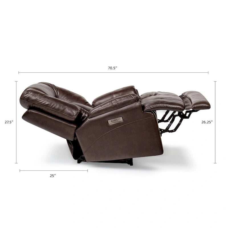 Fauteuil inclinable électrique zéro gravité en cuir pleine fleur avec USB-C