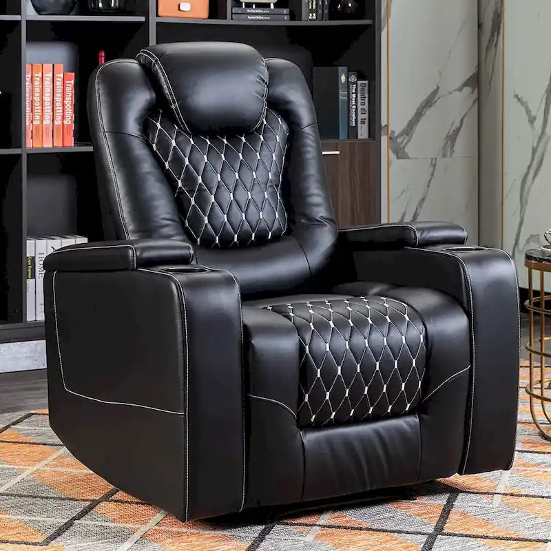 Canapé inclinable simple surdimensionné de cinéma maison électrique avec rangement dissimulé dans les accoudoirs