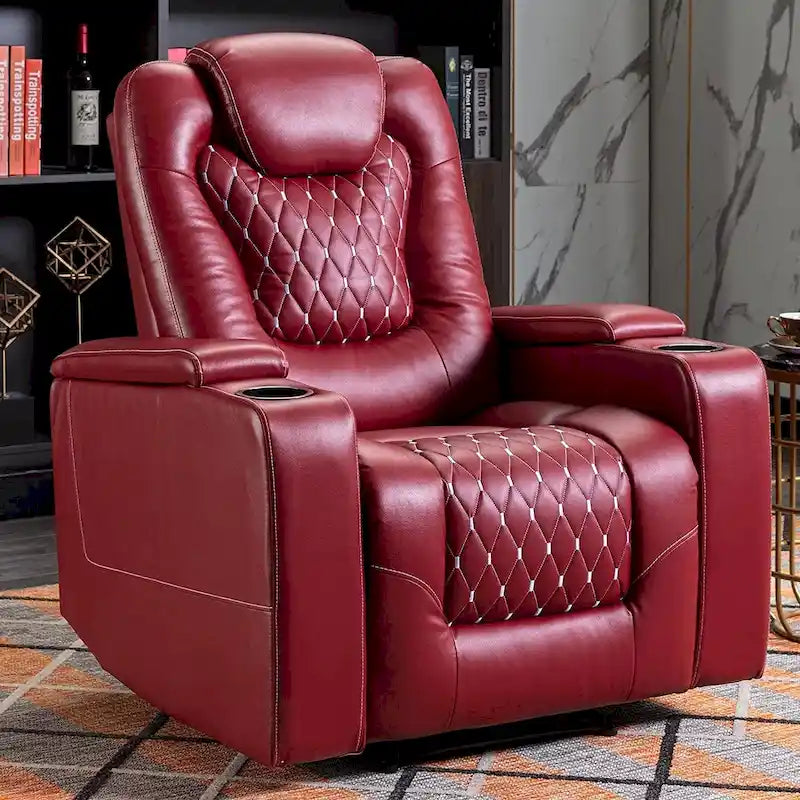 Canapé inclinable simple surdimensionné de cinéma maison électrique avec rangement dissimulé dans les accoudoirs
