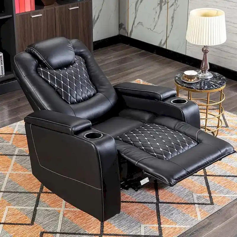 Canapé inclinable simple surdimensionné de cinéma maison électrique avec rangement dissimulé dans les accoudoirs