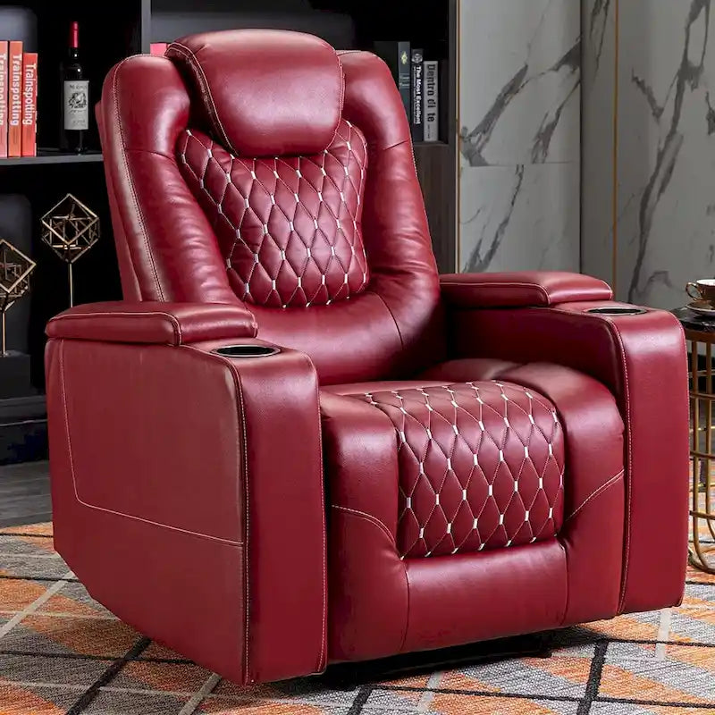 Canapé inclinable simple surdimensionné de cinéma maison électrique avec rangement dissimulé dans les accoudoirs