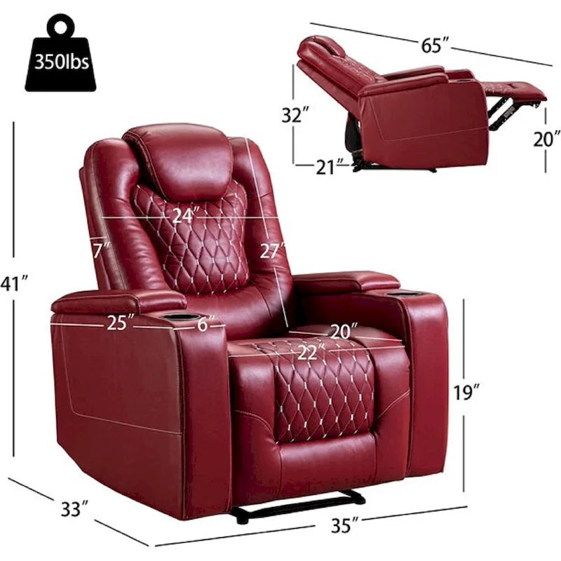 Canapé inclinable simple surdimensionné de cinéma maison électrique avec rangement dissimulé dans les accoudoirs
