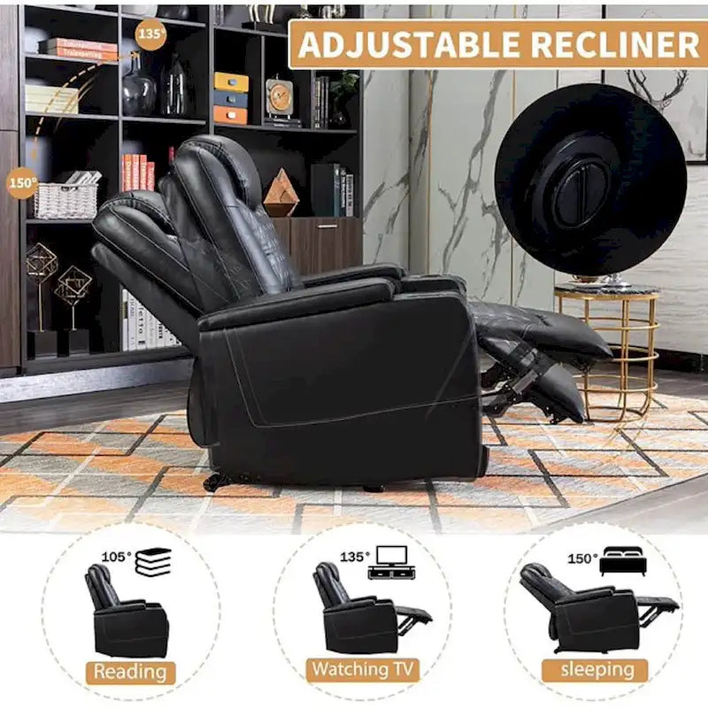 Canapé inclinable simple surdimensionné de cinéma maison électrique avec rangement dissimulé dans les accoudoirs