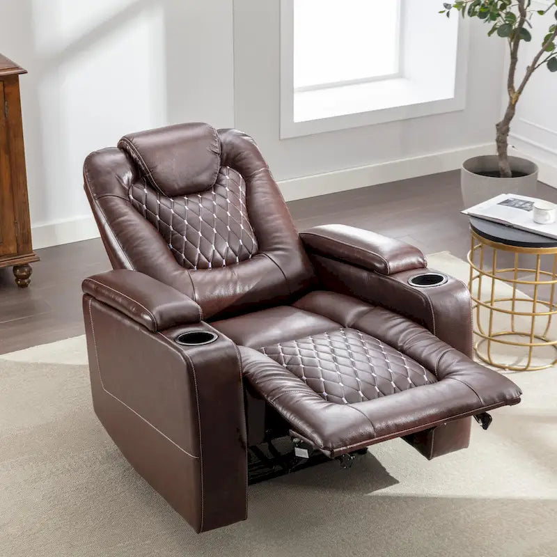 Canapé inclinable simple surdimensionné de cinéma maison électrique avec rangement dissimulé dans les accoudoirs