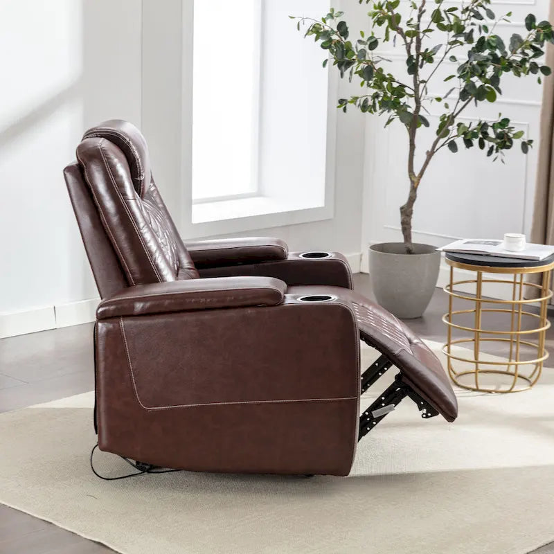 Canapé inclinable simple surdimensionné de cinéma maison électrique avec rangement dissimulé dans les accoudoirs