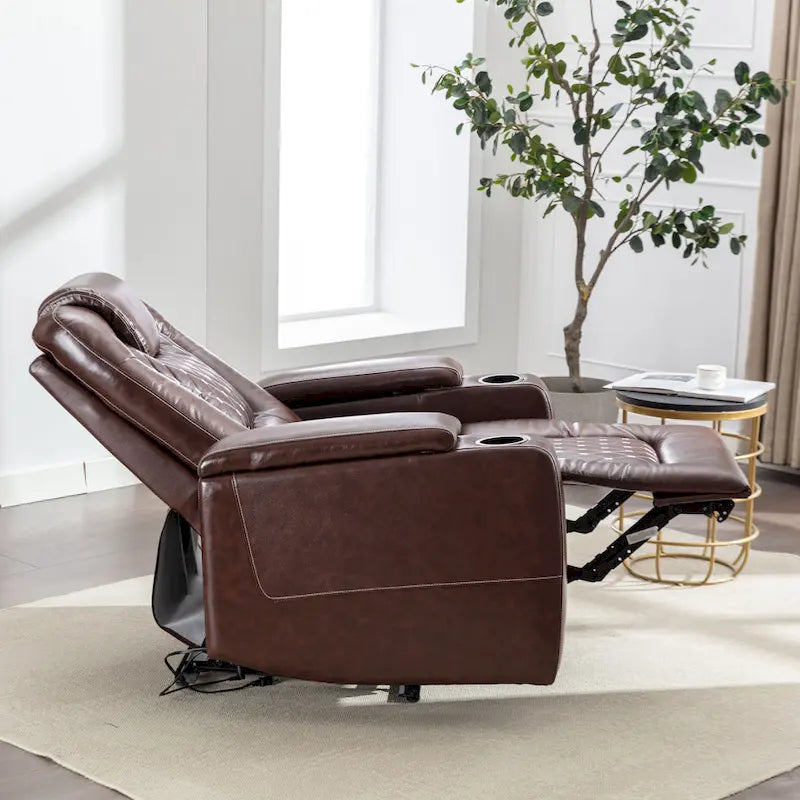 Canapé inclinable simple surdimensionné de cinéma maison électrique avec rangement dissimulé dans les accoudoirs