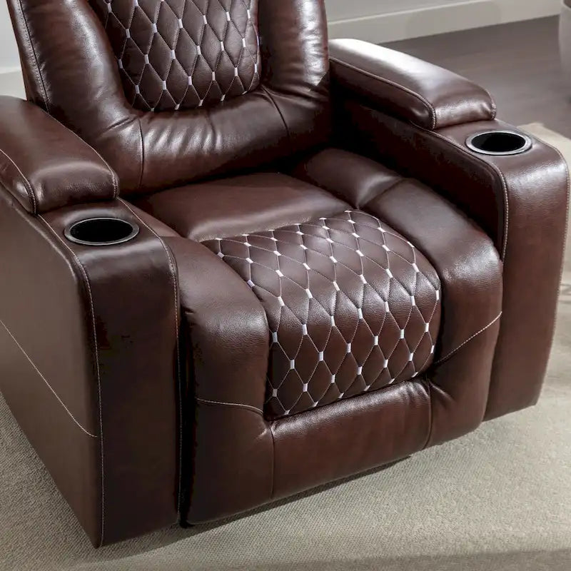Canapé inclinable simple surdimensionné de cinéma maison électrique avec rangement dissimulé dans les accoudoirs